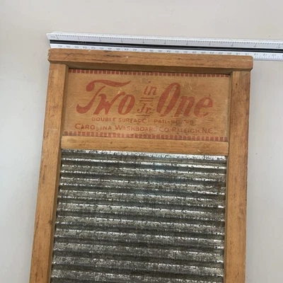Vintage Two In One Jr. Carolina Washboard Co. Raleigh NC Wash Scrub Board - Image 1 of 4