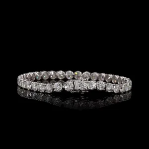 Luxury Tennis Bracelet, Round Cut Stones, Silver Finish, Elegant Gift Jewelry - Picture 1 of 6