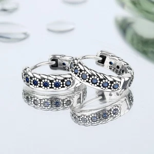 Orecchini vintage da donna S925 in argento sterling intrecciato con zirconi - Foto 1 di 5