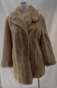 Tissavel France Faux Fur Coat No Sz Appears M See Measurements Beige Mob Wife - Picture 1 of 17