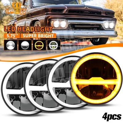 4Pcs 5.75" 5-3/4" LED Headlights Hi-Lo DRL Ring for 1960-1965 GMC 1000 1500 2500 - Image 1 of 4