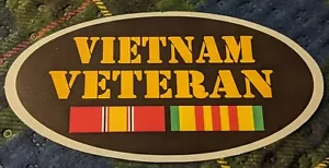 Vietnam Veteran with Ribbons Vietnam Vet 3 inch Vinyl Sticker - Picture 1 of 1
