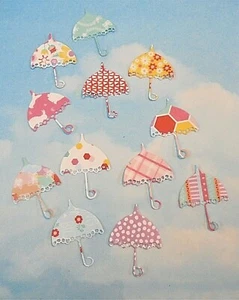 Die Cut cuts small umbrellas x 12 mixed colours Pack 1 topper - Picture 1 of 7