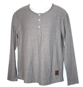 Felix Hardy Mens Size Large Long Sleeved T Shirt Henley Grey Waffle Knit - Picture 1 of 5