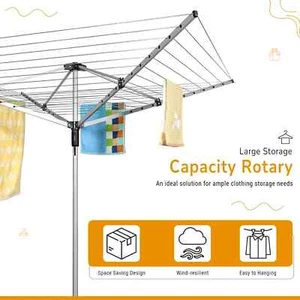 60M Rotary Airer Clothes Li Dryer Heavy Duty 4 Arm Garden Outdoor Washing Line - Picture 1 of 7