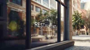 Restaurant Vinyl Aufkleber-PEEL & STICK Fensteraufkleber Schaufenster Café Laden individuell - Bild 1 von 10