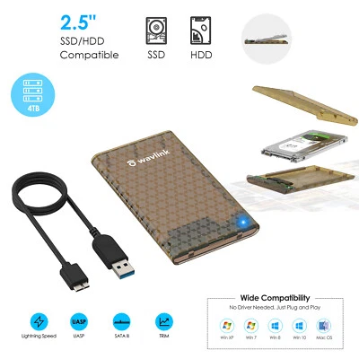 WAVLINK USB 3.0 4TB for 2.5" HDD/SSD SATA Enclosure UASP 5Gbps Tool-Free Boost Storage