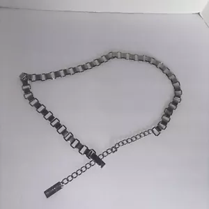 Vintage Calvin Klein quadratisches Muster silberfarbener geometrischer Kettengürtel Einheitsgröße - Bild 1 von 3