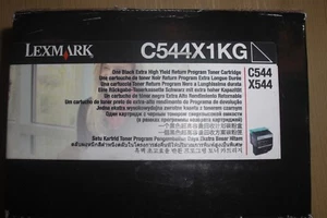 NEU Lexmark C544 x 1 kg Rückgabeprogramm schwarze Tonerkassette mit hoher Kapazität geöffnete Verpackung - Bild 1 von 8