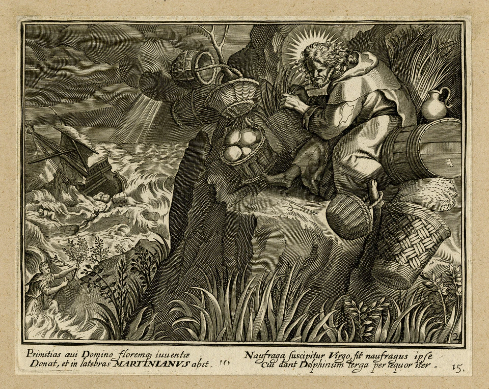 Antique Print-RELIGION-HERMIT-MARTINIANUS-Vos-le Clerc-ca. 1610 - Image 1 of 1