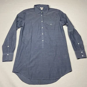 J Crew Blue Classic Long Sleeve Roll Up Sleeve Button Up Shirt Women’s XS - Picture 1 of 10