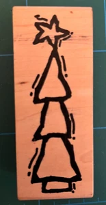 Gestapelter Weihnachtsbaum Holz Stempel aus Magenta - Bild 1 von 2