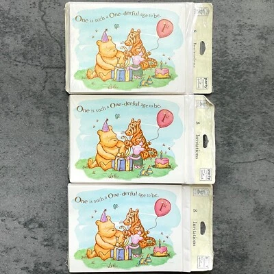 24pc Classic Winnie The Pooh A First Birthday Party Invitations Vintage Hallmark - Image 1 of 3