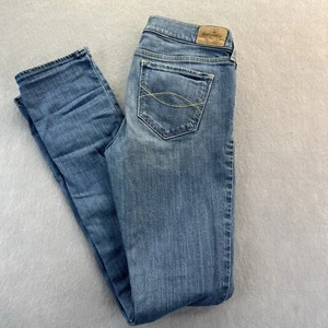 Abercrombie Kids Girls Denim Skinny Jeans Size 16 A Fitch Varsity Patch - Picture 1 of 13