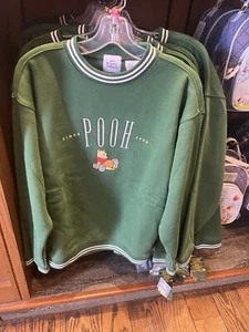 Disney Parks Winnie The Pooh Green Embroidered Sweatshirt L XL NEW - Picture 1 of 4
