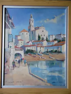 View of Cadaques Beach Costa Brava, Spain. Anthony J Avery Original Oil - Picture 1 of 7