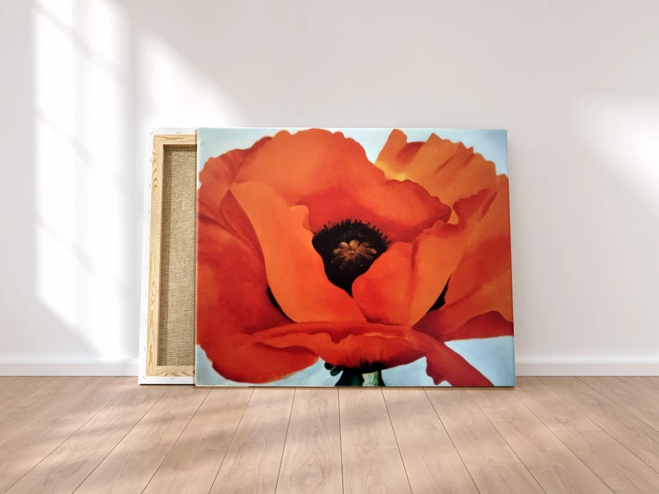 GEORGIA O'KEEFFE RED POPPY 1927  MINIMALISM ART GICLEE PRINT FINE CANVAS - Image 1 of 4