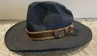 Vintage Ranch Western Wear Denim Feather Cowboy Hat Men?S Size Xl Leather Band