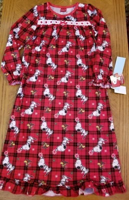 花生史努比和伍德斯托克涤纶女孩睡衣睡衣睡衣睡衣-尺寸 S — 第 1/2 张图片