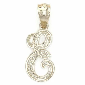 14k Yellow or White Gold Initial Letter E Alphabet A-Z Charm Pendant - Picture 1 of 164