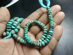 AAA Chrysocolla Smooth  Rondelle Gemstone 7-7.5 mm Beads 8" Strands - Picture 1 of 5