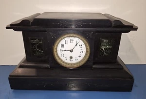Raro antico orologio Boston Co. Mantello in ardesia e marmo tandem vento ricambi o riparazione - Foto 1 di 16