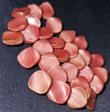 28 Vintage Pink Dusty Rose Square Glass Buttons Lot 39D