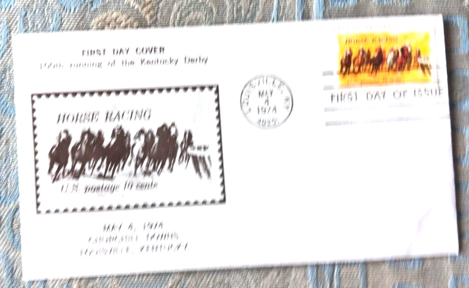 KENTUCKY DERBY HORSE RACING 100TH RUNNING 1974 SCARCE  UNKNOWN CACHET FDC UNADDR - Image 1 of 1