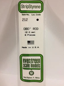 .080" (2.0MM) White Polystyrene Rod EVG212 by Evergreen Scale Models - Picture 1 of 1