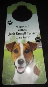 NEW Jack Russell Terrier Doorknob Hanger Made Of Light Wood 10" X 4" - Picture 1 of 1