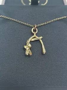 JUICY COUTURE Horseshoe Wishbone Necklace Rhinestones "Couture For I Wish" - Picture 1 of 2