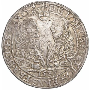 1589 1 Thaler Saxe-Coburg-Eisenach Germany Coin Johann Casimir (KA54-) - Picture 1 of 2