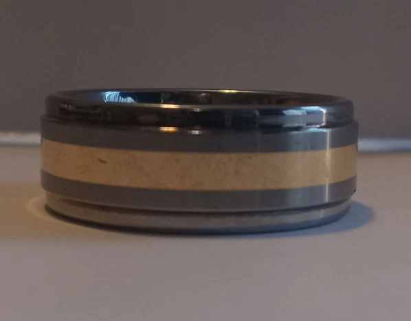 Men's Wedding Ring ,18k in laid gold, Tungsten Carbide ,Size 12 , Triton - Image 1 of 3