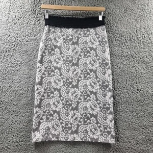 NOW Womens Skirt Size 8 Ivory Black Lace Stretch Knit Pencil Midi - Afbeelding 1 van 13