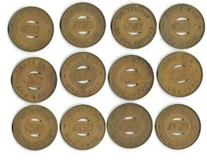 12x 1940'S SEDALIA MO. MISSOURI TRANSPORTATION TOKENS BUS - Picture 1 of 2