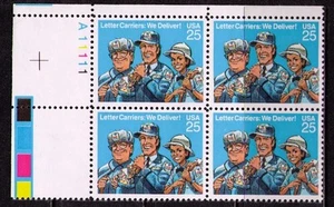 US USA Sc# 2420 MNH FVF PLATE # BLOCK Letter Carriers Cartoon Hat Cap Uniform - Picture 1 of 1
