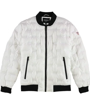 GUESS Mens Puffer, Stamp Bomber Jacket, White, XX-Large - Image 1 of 2