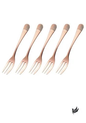 Noritake Cake Fork Set 13.5cm Starcrest Design 5-Piece Pink Gold Plated - Image 1 of 3