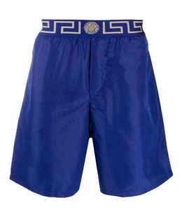 NWT Versace Greca Border Swim Shorts Blue Men’s Size 6 L Authentic $ 450 - Picture 1 of 11