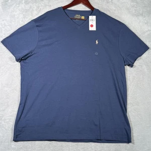 Polo Ralph Lauren Shirt Mens XL Navy Classic Fit V-Neck Short Sleeve Pony Tee - Picture 1 of 9