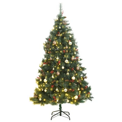  Árbol de Navidad Artificial con Bisagras 300 LED y Juego de Bolas 94.5" Foto 1 de 4