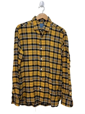 BARBA Long Sleeve Shirt, Size 17, Cotton, YLW Check, LIU126564903 - Image 1 of 4