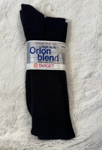 VTG NOS Mens Target Crew Socks Orlon Acrylic Nylon High Bulk Sz 10-13 80s Black - Picture 1 of 3