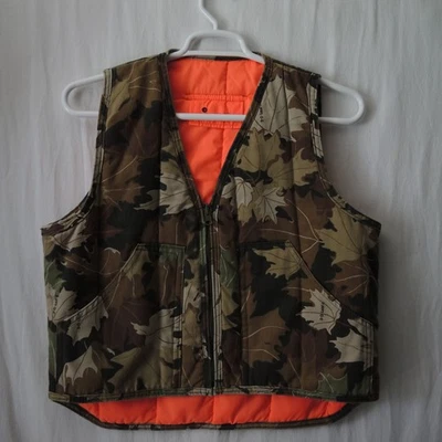 Винтажный охотничий жилет камуфляжный двусторонний пылающий оранжевый размер средний - Изображение 1 из 4