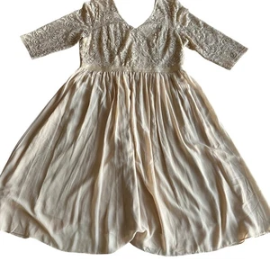 Damen Brautjungfern Kleid Größe 3XL Beige Empire Taille Midi Formell Top Zustand - Bild 1 von 8