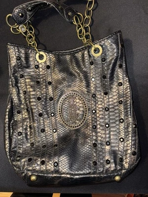 Bolso de hombro Christian Audigier vintage grande negro y dorado Foto 1 de 4