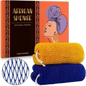 African Net Sponge Authentic - 2 Pieces Afro Scrub Exfoliating Net with Knots Na - Picture 1 of 12