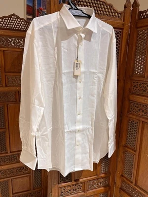 zilli white cotton dress shirt 100% cotton 100 % Linen - Image 1 of 4