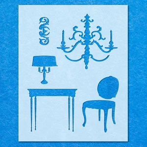 Shabby Chic Room Chairs Lamp Stencil: Mylar Airbrush Wall Art Painting Crafts - Picture 1 of 11