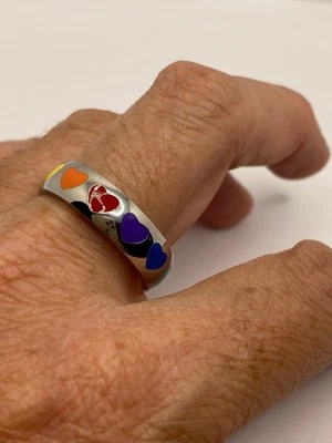 Anel infinito vintage coração orgulho arco-íris pulseira de aço inoxidável - Imagem 1 de 4